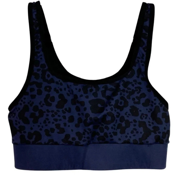 Ultracor Leopard Animal Print Sports Bra Womens Size XS Black Blue Cheetah COR - Picture 1 of 8